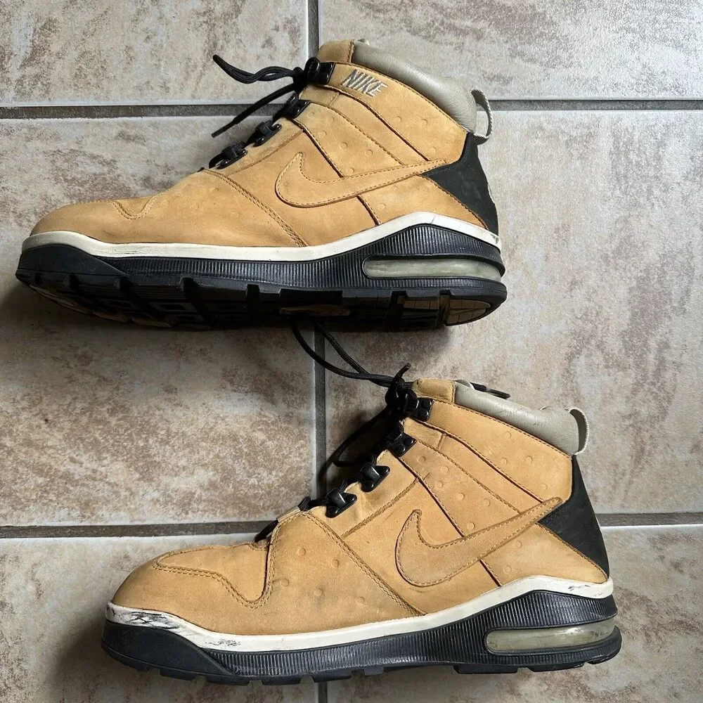 Nike Air‎ Round Mound Boots In Wheat Waterproof Leather 313498-711 Men Size 11.5